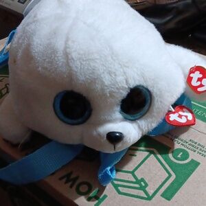 Plush White Seal Backpack